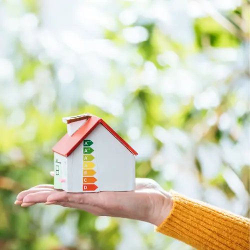 a person holding a model house