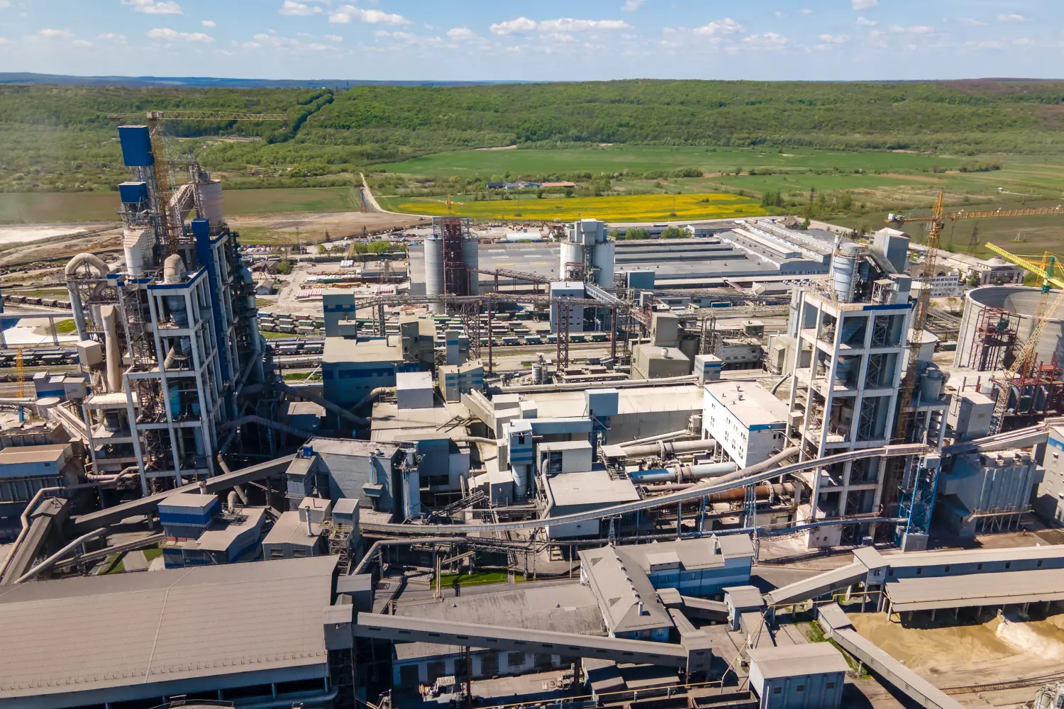 an aerial view of a factory